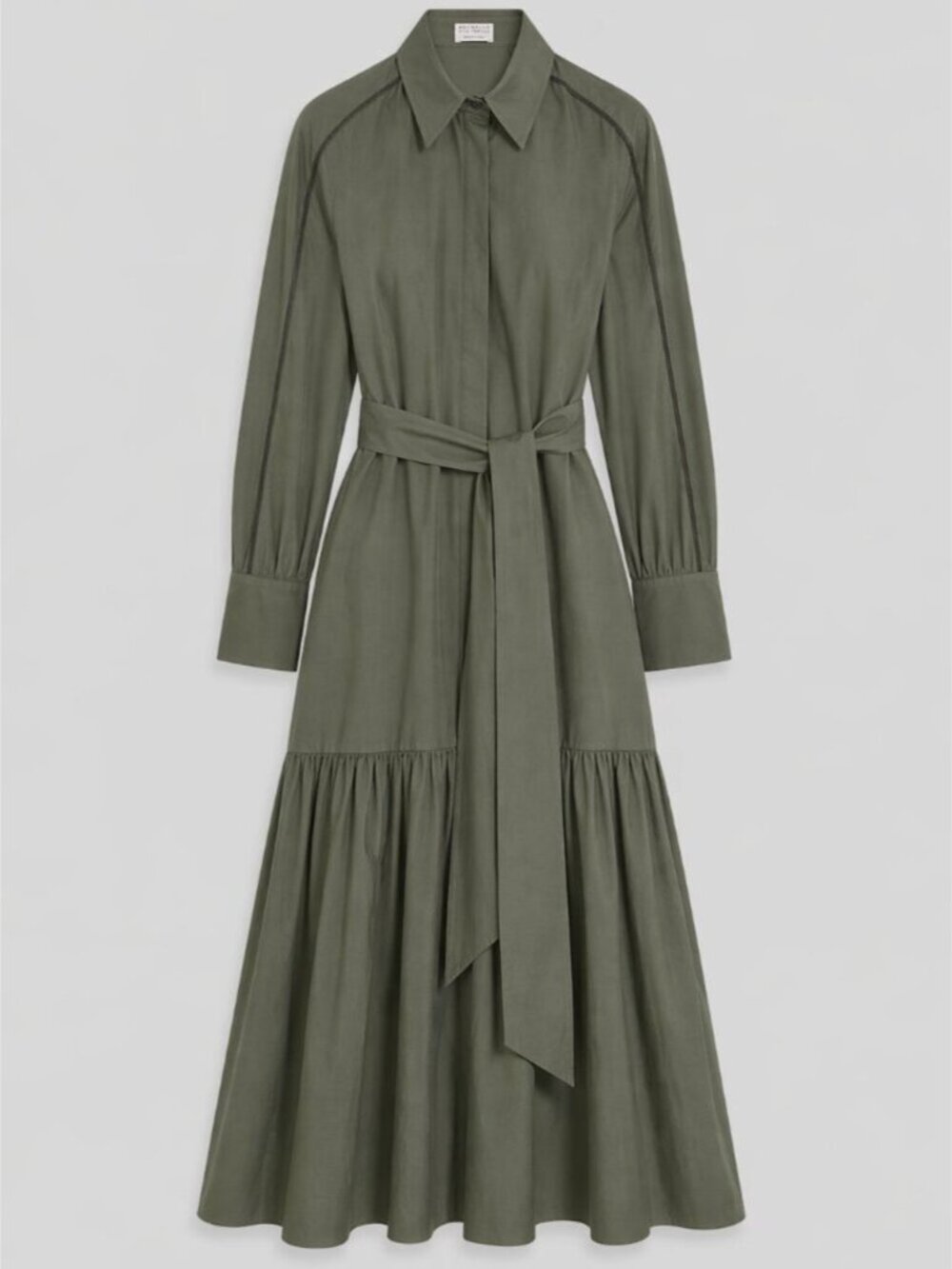 Brunello Cucinelli Cotton Poplin Maxi Shirt Dress NWT Forest Green Size Small - Picture 2 of 10